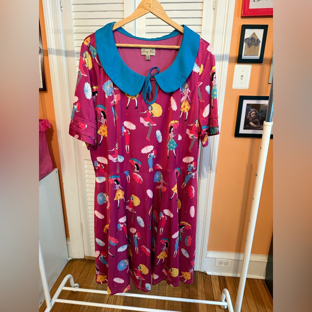 Lindy Bop Slip On Dress w/ Peter Pan Collar
